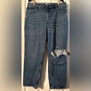 NWOT ABERCROMBIE & FITCH 34 The 90’s Straight Ultra High Rise CURVE LOVE Destroy